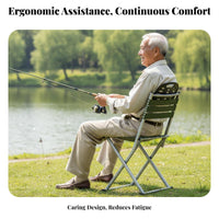 Foldable Foldaway Stool with spinerest Lightweight Folding Chair space-saving Design Portable Seat long-Finaling for Anglers, Seniors, Fishing, Outdoors, Camping, Picnics