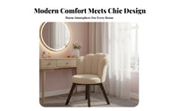 Retro Design Scalloped Back Vanity Chair Elegant Design Swivel Seat Cushiony Cushion Home Furniture Ergonomic Support for Students, Women, Adults, Study Room, Bedroom