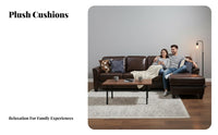 Brown Leather Two-Seater North American Country design Living Room Furniture Oil-Waxed Finish Couch for Apartment Dwellers, two people, Study, Office, Bedroom