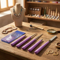 5 Pieces Assorted Tip Shapes Diamond Needle Files Metal Abrasive End Jewelry Needle Files Small-Precision Filing Diamond File Set Violet Handle