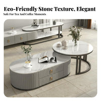 2 Pieces Sintered St Single Surface Table Easy to Clean Modern Coffee Table with Drawers Light Luxury Design 2 Piece Living Room Tables for Adults