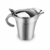 With Lid Stainless Steel Gravy Boat Easy to Pour Lidded Sauce Jug Sturdy Tableware Dishwasher Safe for Restaurant, Bbq