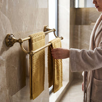 Double Towel Bar Antique Bronze Towel Rack with Decorative Base Strong for Washroom