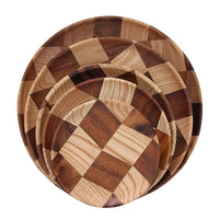 Round Wooden Serving Tray for Fruits, Cakes, and Snacks