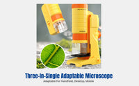 Portable Handheld Microscope for Kids, 60X-200X, Science Experiment Kit, Educational Toy