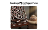 Foldable Wooden Bookrest Multipurpose Adjustable Book Easel Hollow-Carved Design
