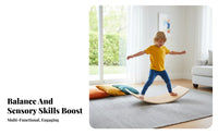 Multi-Functional Wooden Balance Board Safe Rounded Edges Kids Wobble Board Versatile Fitness Equipment Unrestricted-Ended Play for Toddlers, Adults, Stretching, Playroom, Home Gym