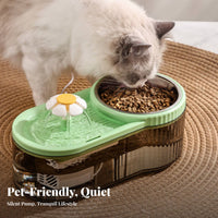 Large Capacity Cat Water Fountain with Food Bowl Ultra Quiet Automatic Pet Feeder and Waterer Easy to Clean for Travel