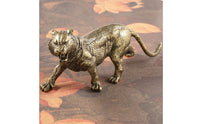 Brass Tiger Figurine Gold-Toned Standing Tiger Statue Tabletop House Decoration for Display Shelf