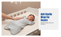 Baby Sleeping Bag, Anti-Startle Swaddle, Cotton Romper, Detachable Sleeves, Striped, For Infants