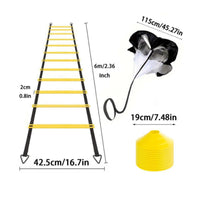 Agility Ladder Set Portable Soccer Footwork Training Set Adjustable Rungs Speed Training Equipment Kit for Coaches