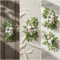 Draped Wedding Arch Flowers with Textile White Floral Swag with Greenery Lightweight Artificial Flower Swag Reusable for Brides