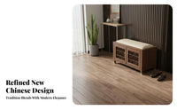 New Chinese design Upholstered Shoe Changing Stool durable Wood Frame Upholstered Shoe Rack Seat High Load Capacity Entrypath Bench Easy to Clean for Homeowners, Families, Adults, Foyer, Living Room, Bedroom, Closet