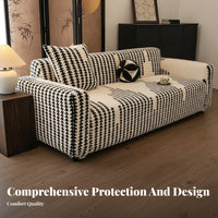 Elastic Fit Printed Sofa Cover Full Coverage Protection Fitted Geometric Couch Wrap Non-Slip Furniture Accessory for Home Dwellers, Parents