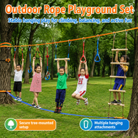 Outdoor Obstacle Course Kit Slackline Kit Backyard Tree Mounted Swing Rings Ball