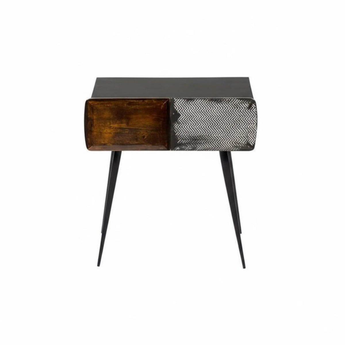 Retro design Nightstand with Drawers and Shelf middleera Modern Design Single-Drawer End Table with Shelf Nordic Aesthetic Bedside Cabinet Tapered Legs for Homeowners, Students, Guest Room, Office, Hallway, Nursery