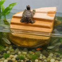 Natural Turtle Basking Platform with Anti-Slip Steps and Hiding Cave for Aquarium Decor