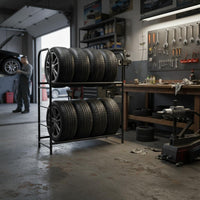 Rolling Tire Display Rack on Wheels Storage System Large Capacity for Showroom