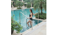 Pool Handrail with Flanged Base Stainless Steel Slanted Pool Entry Rail Floor-Mounted Grab Rail with Base Plate for Homeowners, Hotel Owners, Backyard