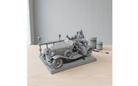 DIY Assembly Female Soldier and Car Model Original Design Unpainted White Model Paintable Surface Resin Figure Kit Unassembled for Collectors, Crafting, Display