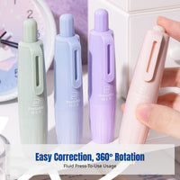 Correction Tape, Rotating Head, Push-Button, Gradient Color, Smooth Application, Student Exam Essential, PET Film, Cute