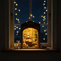Buildable Miniature House with Light Lighted Model House Display Decor Miniature Room for Hobbyists, Shelf, Desk