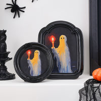 Halloween Cute Ghost Holding Candle Decorative Frame with Baroque Style