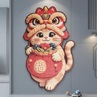 Wear-Resistant Feline Scratch Wall Sticker 5D Print Self-Adhesive Scratch Board Easy Install Vertical Scratching Mat No Drilling