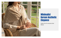 Elegant Korean Knitted Shawl, Triangular Cape with Leather Buckle, Women's Plain Neck Warmer