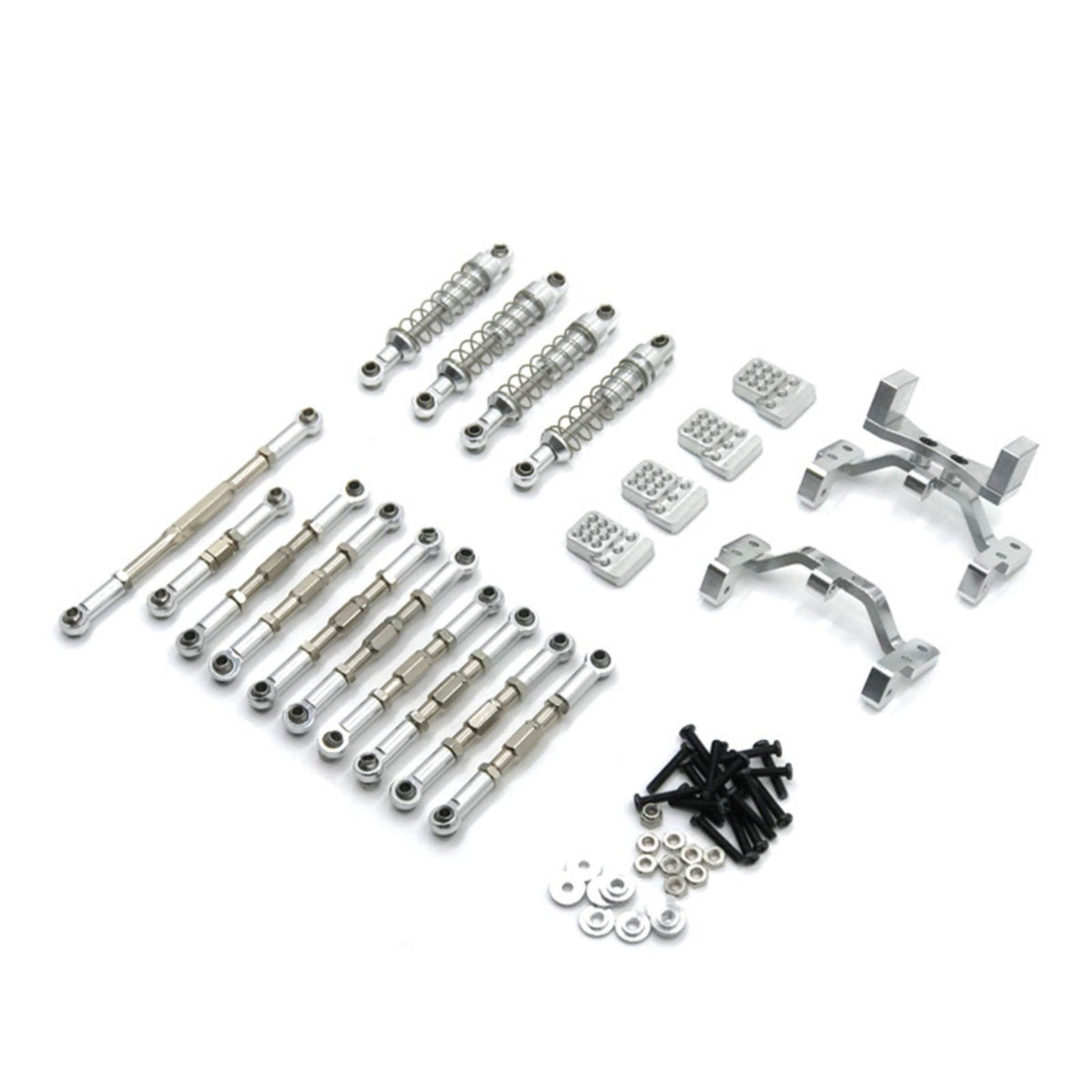 RC Shock Absorbers Set Upgrade RC Steering Linkage Kit Adjustable Metal Link Rod Set for Hobby Build, Repair