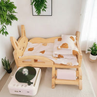 Wooden Doll Bed Mini Miniature Bed with Bedding Realistic Furniture for Collectors