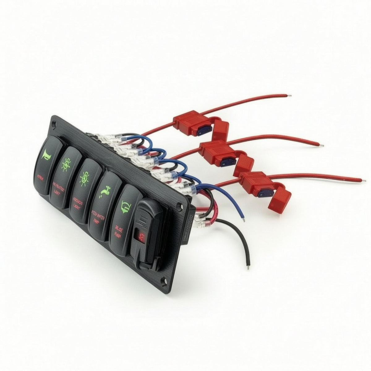 5-Gang Rocker Switch Panel 12V-24V 5 Gang Switch Panel LED for Boats