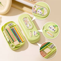 Pencil Case Hard-Shell Pencil Box Stationery Box with Compartments Cute Storage Organizer Cartoon for Students, School