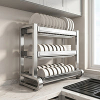 Stainless Steel Dish Rack and Draining Rack with Drip Tray, Kitchen Dish Rack for Home Apartment Kitchen