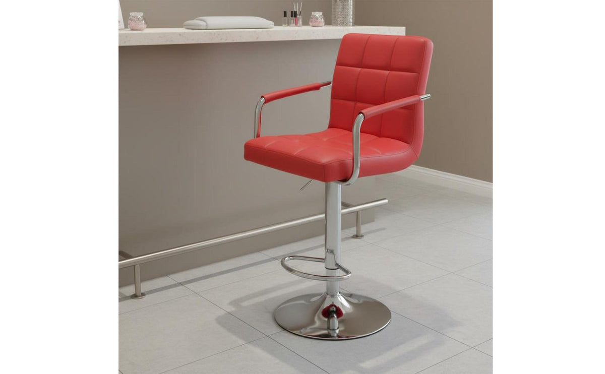Adjustable Height Bar Stool Padded Seat Adjustable Swivel Bar Stool Certified Gas Lift Faux Leather Kitchen Island Chair for Reception Desk