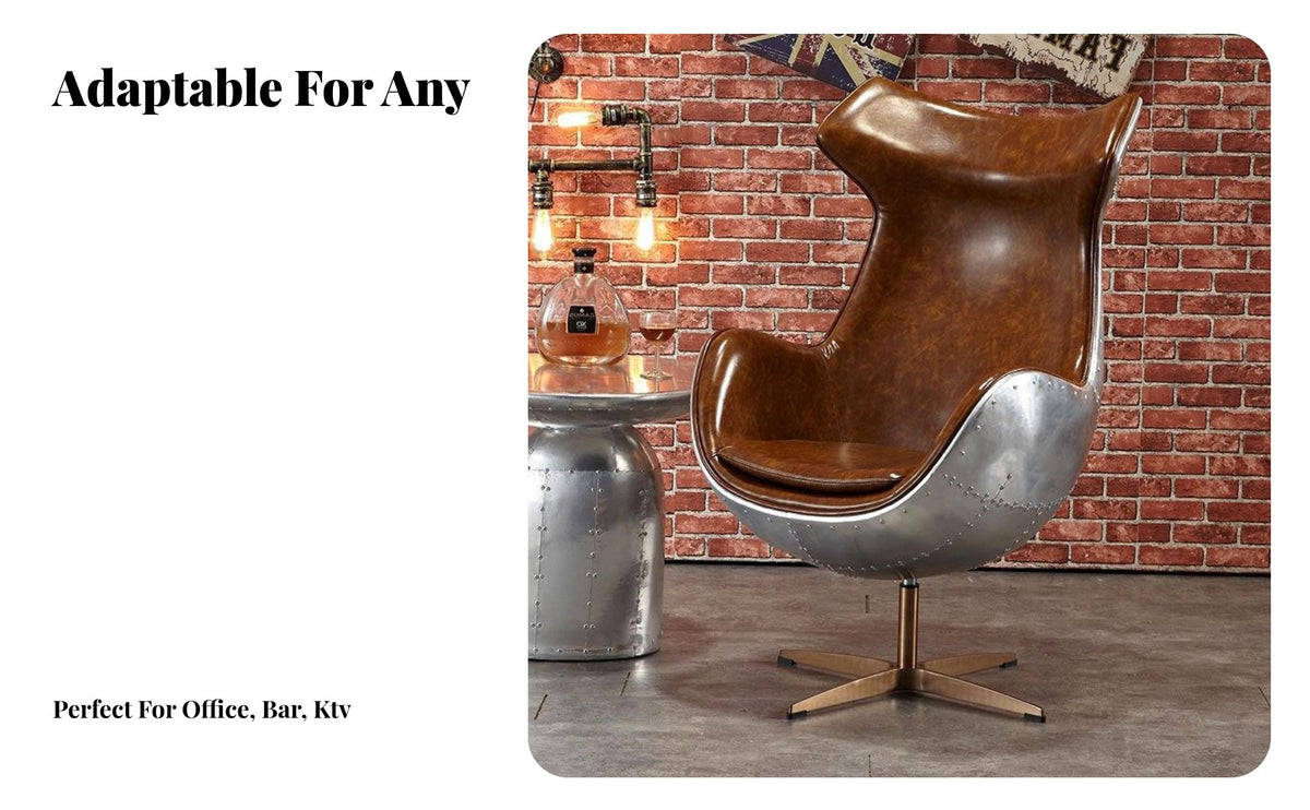 Utilitarian Design Riveted capsule Armchair Retro Aesthetic Upholstered Armchair pilot-inspired aesthetic Lounge Chair Enclosed Shell for Apartment Dwellers, Business Owners, Office, Living Room, study corner, Bedroom