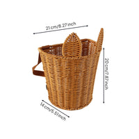 Handwoven Rattan Backpack Basket Hands-Unrestricted Basket with Shoulder Straps Lightweight Long-Lasting for Children, Picnic