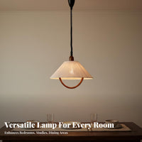 Japanese Aesthetic Retractable Hanging Lamp Wood Accent Adjustable Height Hanging Light Bohemian Design Woven Hanging Light for Interior Designers, Homeowners, Business Owners, Bar Counter, Dining Room, Bedroom, Restaurant