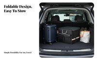 Foldable Design Collapsible Storage Bin Large Capacity Collapsible Caron-the-Go Container Anti-Slip Bottom Trunk Organizer Adjustable Compartments for Car Owners, Travelers, Families, Vehicle Interior, Long-Distance Travels, Grocery Shopping, Camping