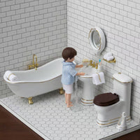 5 Pieces Dollhouse Washroom Furniture Set High Detail Miniature Washroom Set Realistic Details for Collectors, Hobbyists, Photography Props, Diorama
