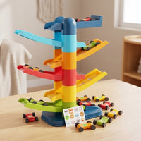 Kids Glide Track Car Toy Set with Parking Lot, Educational Toy for Boys and Girls