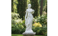 Stone-Look Classical Statue Freestanding Sculptural Figure Decorative Statue with Base Carved for Home Decorators, Art Collectors, Gallery, Entryway, Patio, Garden
