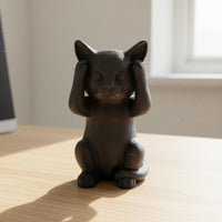 3 Pieces See Hear Speak No Evil Cat Figurines Meditative Decor Three Wise Cats Statues Creative Design 3 Wise Cats Statue Set for Desktop, Office