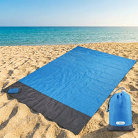 Picnic Blanket and Waterproof Mat for Family Picnic, Sandproof Beach Blanket with Ground Stakes Included, Polyester Camping Mat, Storage Bagged
