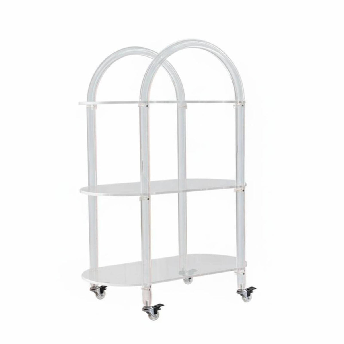Transparent Look Iridescent Side Table Easy to Move Multi-Tier Storage cart adaptable Use Rolling Shelf Space-Saving for Apartment Dwellers, Interior Design aficionados, Small Spaces, Living Room, Bedroom, Kitchen