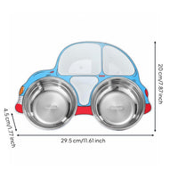 Complimentary Kids' Divided Food Tray Toddler Compartment Plate Cute Cartoon Design Stainless Steel Kids Plate Dishwasher Safe for Kindergarten