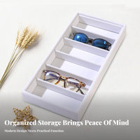 Scratch Protection 6 Slot Sunglasses Tray Dust-Proof Velvet Eyeglass Display Case Space Saving Sunglasses Organizer Tray Long-Lasting for Dresser Top, Closet, Drawer