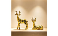 Gold Deer Figurines Shiny Deer Statues Sculpted Stag Figurines Sturdy for Living Room
