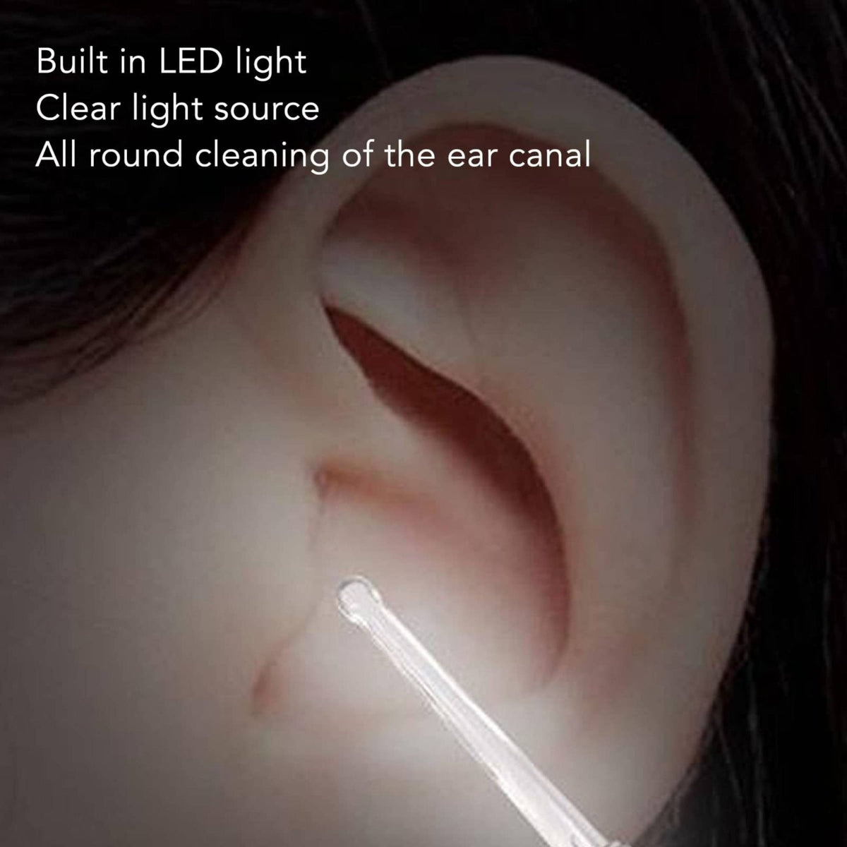 LED Light Lighted Ear Cerumen Vacuum Rechargeable Luminous Ear Scoop Low Noise for Adults, Kids