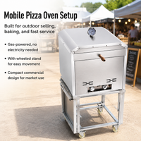 Commercial Pizza Oven for Catering Businesses, Portable Gas Outdoor Pizza Oven with Grill, Black Metal Heavy Duty Restaurant Pizzeria